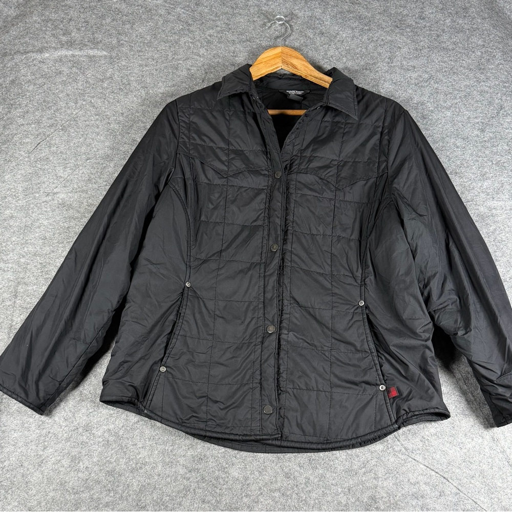 Woolrich Black Quilted Jacket Size Large Lightweight Snap Front Style 2305